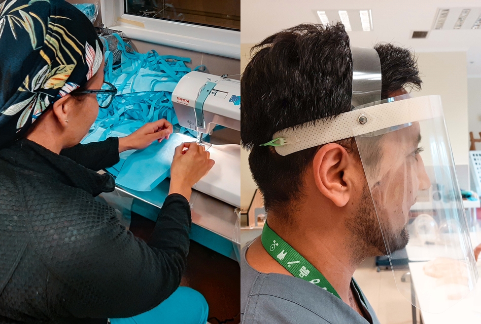Funcionarios del Hospital Regional confeccionan mascarillas y escudos faciales