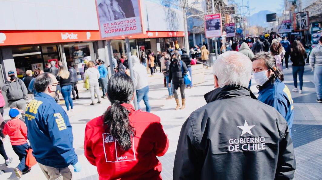 Autoridades fiscalizan cumplimiento de medidas sanitarias en el centro de Rancagua