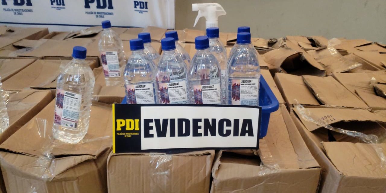 Incautan amonio cuaternario y alcohol gel al interior de una bodega en Rancagua